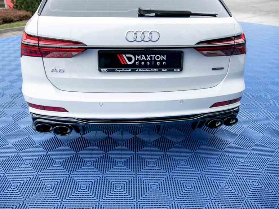 Maxton REAR VALANCE + EXHAUST ENDS IMITATION AUDI A6 C8 S-LINE (2018-)  (Textured) for Audi S6 + A6 S-Line (2019>) - SCC Performance